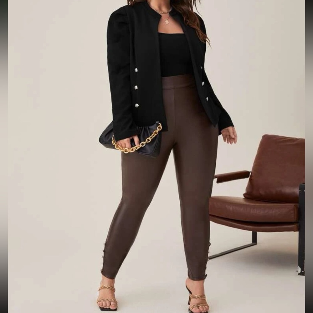 Plus size black puff sleeve jacket - Picture 14 of 15